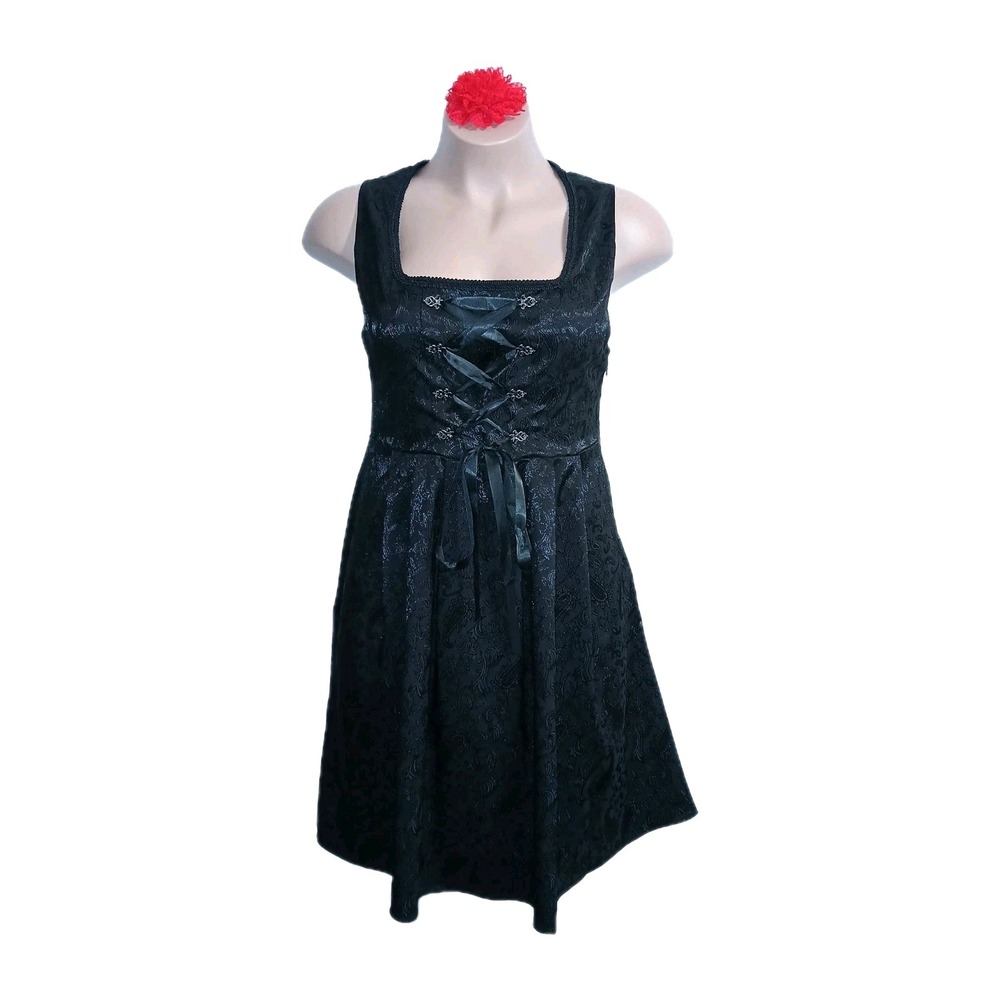 Jasambac Women Dress L Black Paisley Corset Renaissance Festival Gasparilla Goth